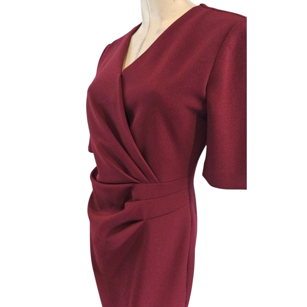 Tahari ASL Size 8 Burgundy Sheath Dress  Day to Night - Picture 5 of 8